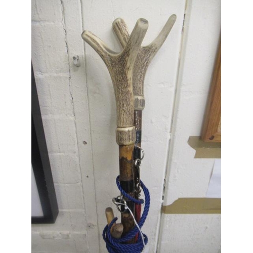 165 - THREE ANTLER WALKING/WADING STICKS