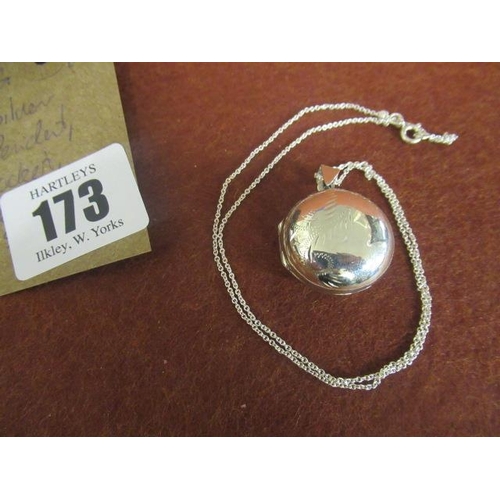 173 - SILVER PENDANT LOCKET AND EARRINGS SET
