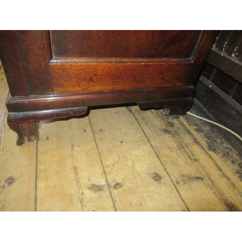 930 - A GEORGIAN OAK AND MAHOGANY BANDED LANCASHIRE DRESSER, second half 18th century, the top with ledge ... 