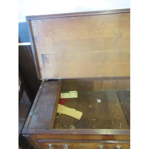 930 - A GEORGIAN OAK AND MAHOGANY BANDED LANCASHIRE DRESSER, second half 18th century, the top with ledge ... 