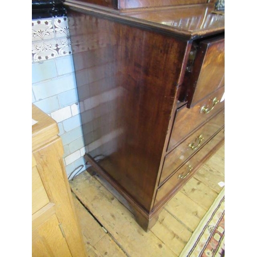 929 - A GEORGIAN MAHOGANY SECRETAIRE BOOKCASE, third quarter 18th century, the dentil moulded cornice over... 