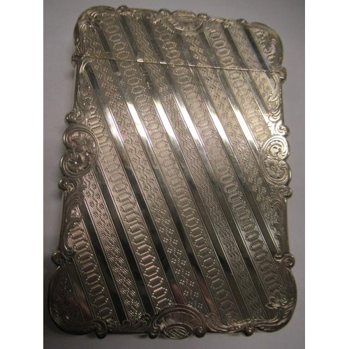 176 - AN EARLY VICTORIAN SILVER VISITING CARD CASE, maker Edward Smith, Birmingham 1854, of shaped rounded... 