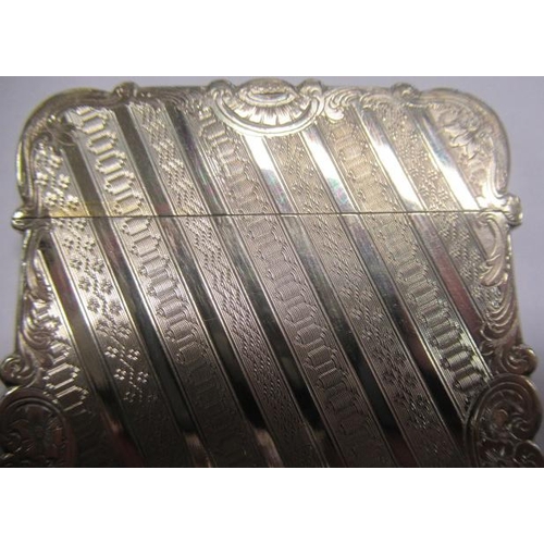 176 - AN EARLY VICTORIAN SILVER VISITING CARD CASE, maker Edward Smith, Birmingham 1854, of shaped rounded... 