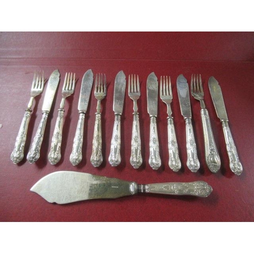 267 - QUANTITY OF SILVER HANDLED FISH KNIVES AND FORKS ETC