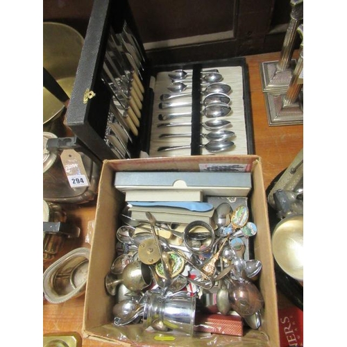 301 - BOX OF CUTLERY AND A CANTEEN