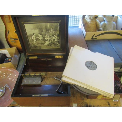 495 - POLYPHON MUSIC BOX AND EXTRA SONG STEEL DISCS