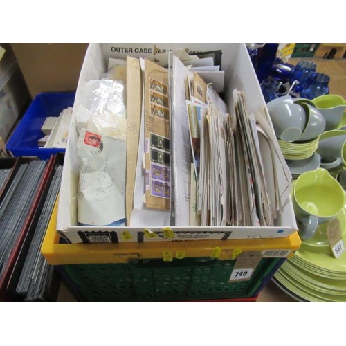 740 - TWO BOXES OF LOOSE STAMPS AND ENVELOPES