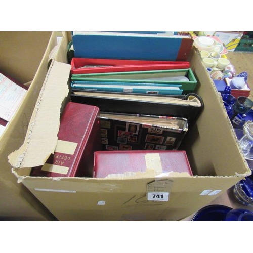 741 - BOX OF TEN ALBUMS OF STAMPS