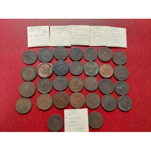 882 - TUB OF 18TH CENTURY COPPER TOKENS