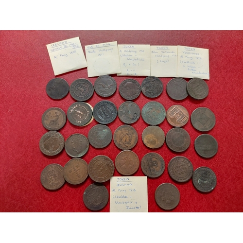 882 - TUB OF 18TH CENTURY COPPER TOKENS