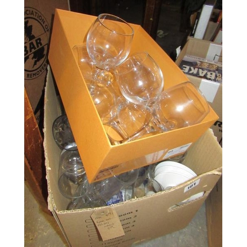 101 - BOX OF GLASS ETC