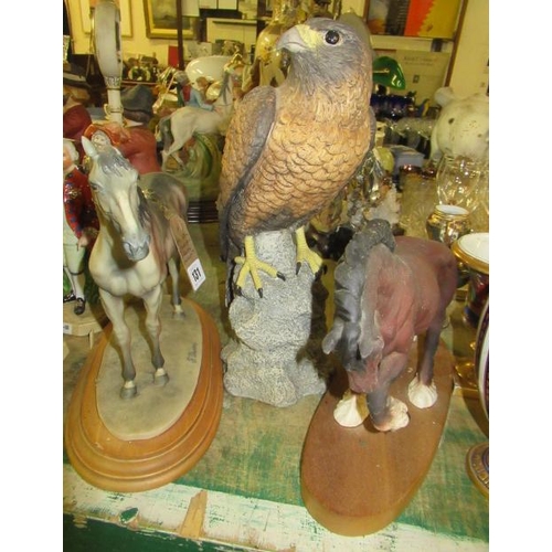 131 - TWO HORSES AND A FALCON ORNAMENT