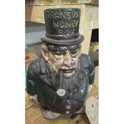 16 - ENGLISH CAST IRON TRANSVAAL MONEY BOX