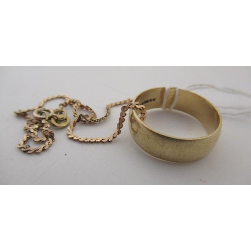 166 - 9CT GOLD WEDDING RING AND BRACELET