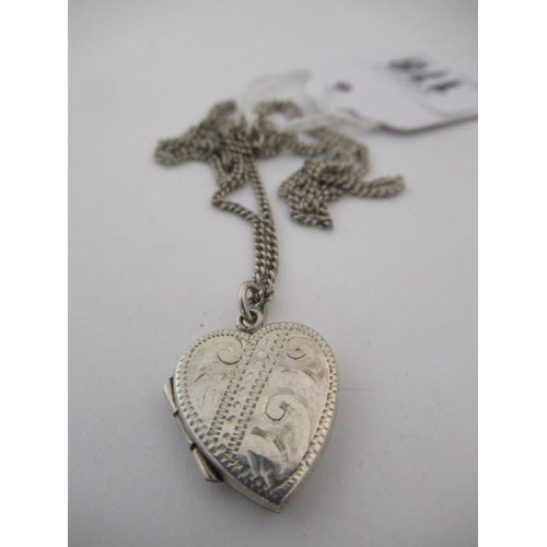 178 - SILVER HEART SHAPED LOCKET WITH CHAIN