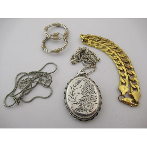 183 - SILVER LOCKET AND COSTUME JEWELLERY