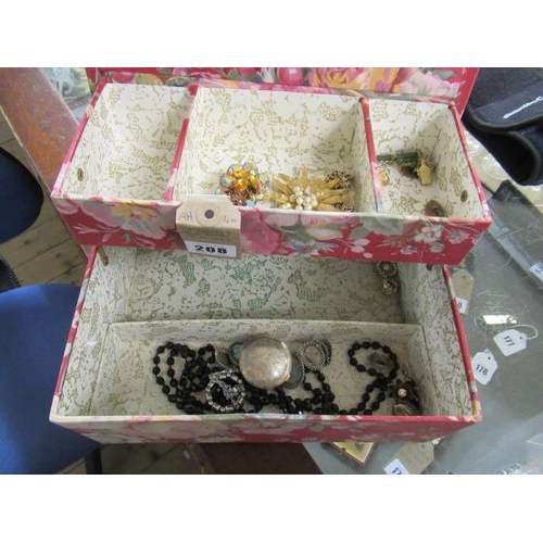 208 - JEWELLERY BOX AND CONTENTS