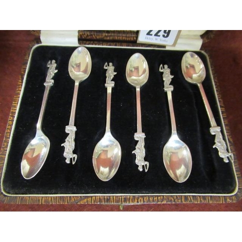 229 - CASE OF SIX SILVER TEASPOONS