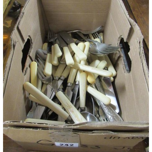 242 - BOX OF PLATED CUTLERY