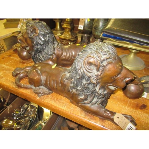 251 - PAIR OF METAL LIONS