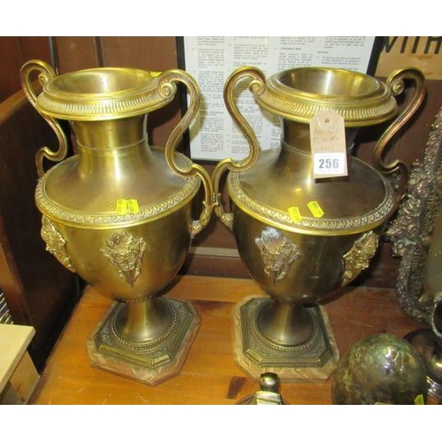 256 - PAIR OF METAL URNS