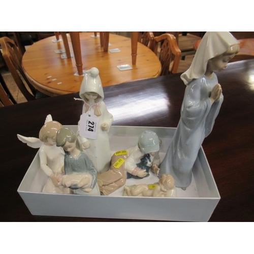 274 - SIX FIGURES INCLUDING LLADRO NAO AND LEONARDO