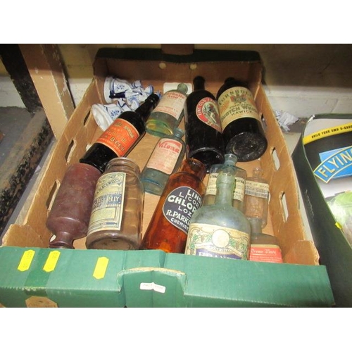 52 - BOX OF VINTAGE BOTTLES ETC