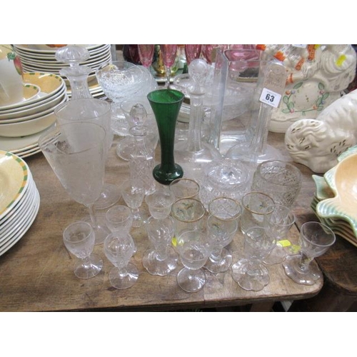 63 - QUANTITY OF DECANTERS AND OTHER GLASS