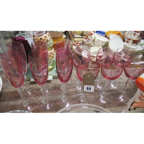 64 - TWO SETS OF PINK GLASS