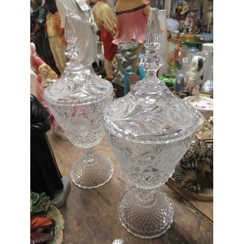 76 - PAIR OF GLASS VASES AND COVERS