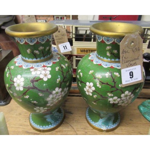 9 - PAIR OF CLOISONNE VASES