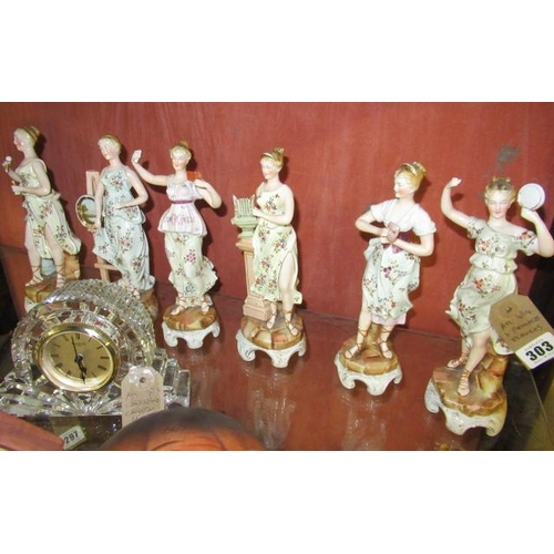 303 - SIX CONTINENTAL PORCELAIN ALLEGORICAL FIGURES