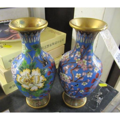 308 - PAIR OF CLOISONNE VASES