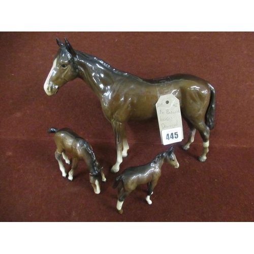 445 - THREE BESWICK HORSES