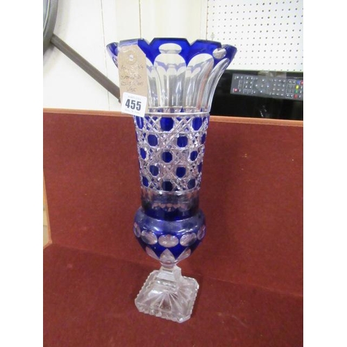 455 - OVERLAID BLUE GLASS VASE