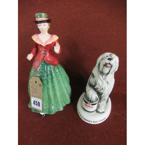 458 - ROYAL DOULTON FIGURE AND AN OLD ENGLISH SHEEP DOG