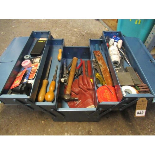 539 - METAL TOOL BOX AND CONTENTS