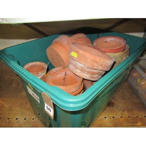 547 - BOX OF TERRACOTTA PLANT POTS