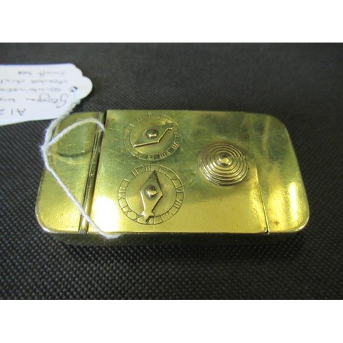 234 - GEORGIAN BRASS COMBINATION DOUBLE DIAL SNUFF BOX