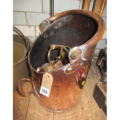 260 - COPPER COAL SCUTTLE ETC