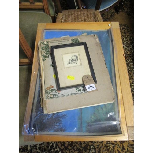 576 - SCRAP BOOK AND PAINTINGS ETC