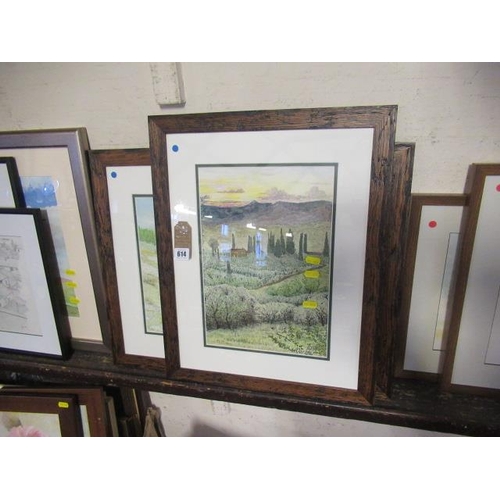 614 - TWO FRAMED PEN AND WASH LANDSCAPES BY RICHARD CLARK