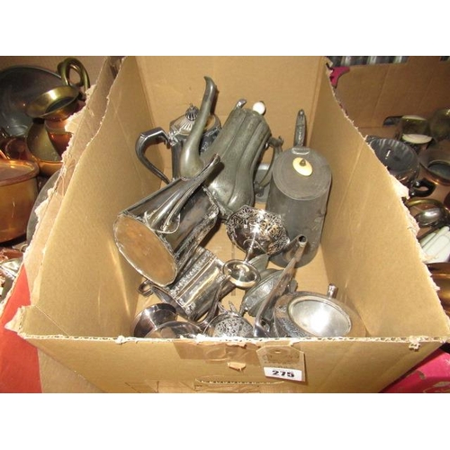 275 - BOX OF METALWARE