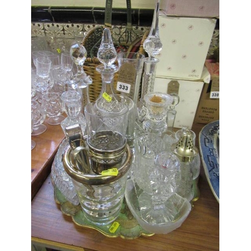 333 - TRAY OF GLASS INCLUDING DECANTERS