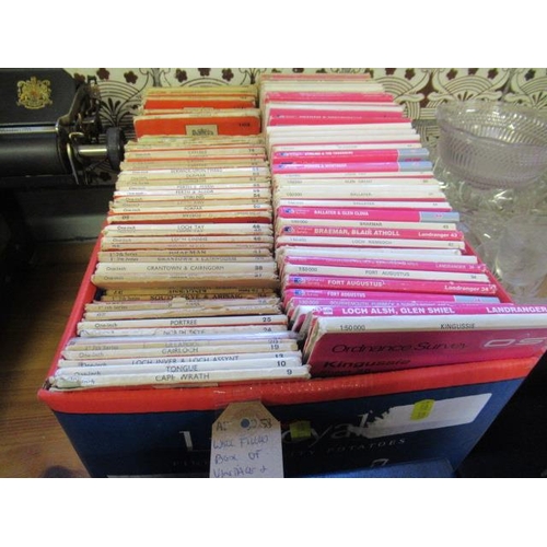 342 - WELL FILLED BOX OF VINTAGE AND ORDNANCE SURVEY MAPS