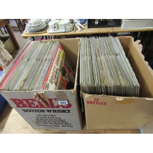 443 - TWO BOXES OF LP RECORDS INCLUDING ROCKY HORROR PICTURE SHOW