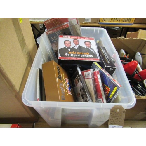 447 - BOX OF COMEDY DVDS AND CDS INCLUDING LEAGUE OF GENTLEMEN