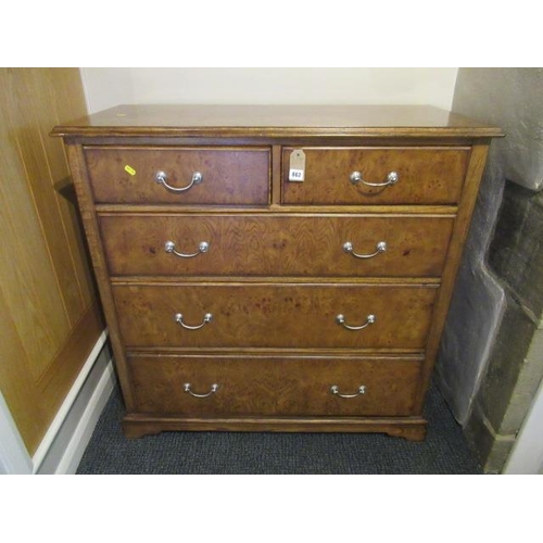 862 - MODERN BURR WOOD CHEST OF DRAWERS