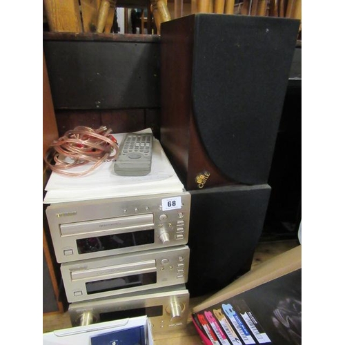 68 - TEAC STEREO AND A PAIR CASTLE SPEAKERS