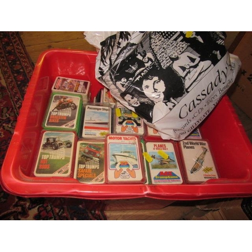 103 - CRATE OF TOP TRUMPS SETS AND TOY TRAIN TRACK